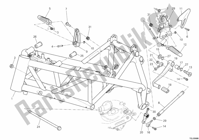 All parts for the Frame of the Ducati Streetfighter 848 USA 2013